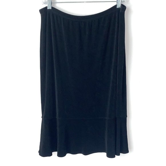 Chico’s Dresses & Skirts - Chico’s Travelers Skirt Chico’s 2 Or Large Black Pull On Stretch Peplum Slinky